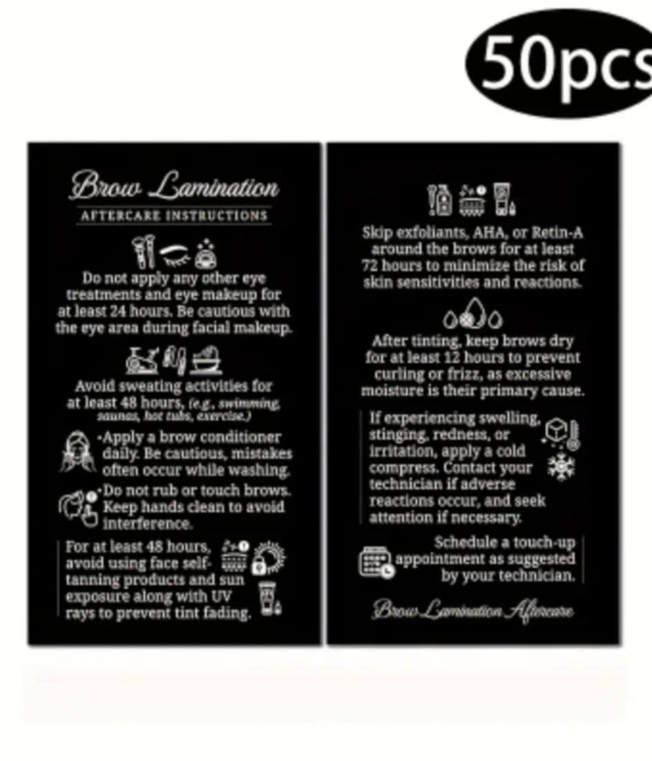 Brow Lamination Aftercare Cards