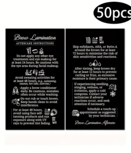 Brow Lamination Aftercare Cards