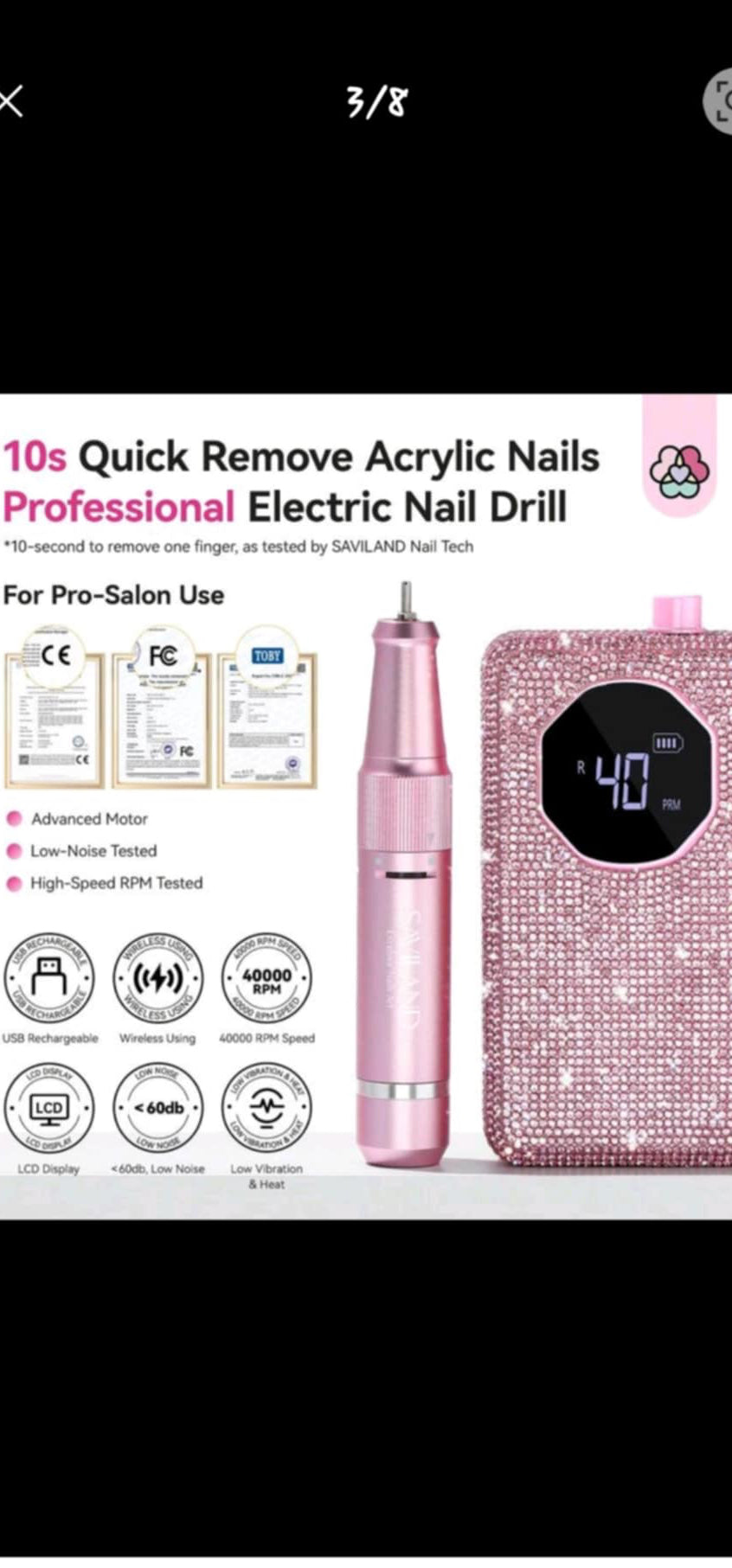 Pink Rechargeable Nail Drill