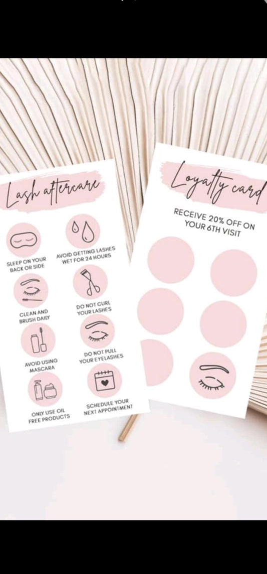 Lash Extensions Aftercare/Loyalty Cards