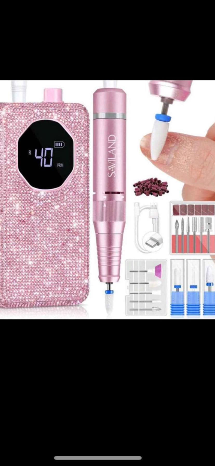 Pink Rechargeable Nail Drill
