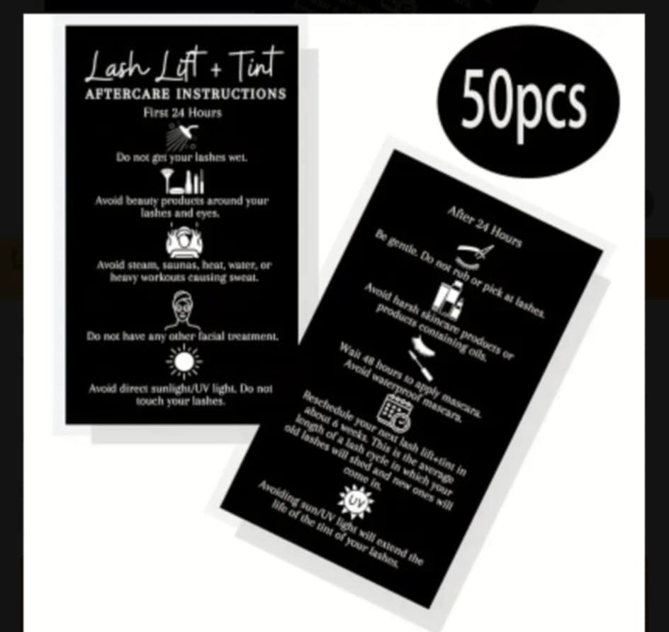 Lash Lift Tint Aftercare Cards