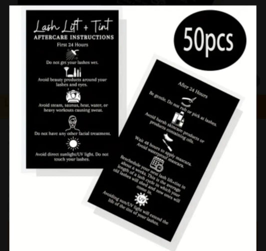 Lash Lift Tint Aftercare Cards
