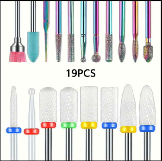 19pc Nail Drill Bits
